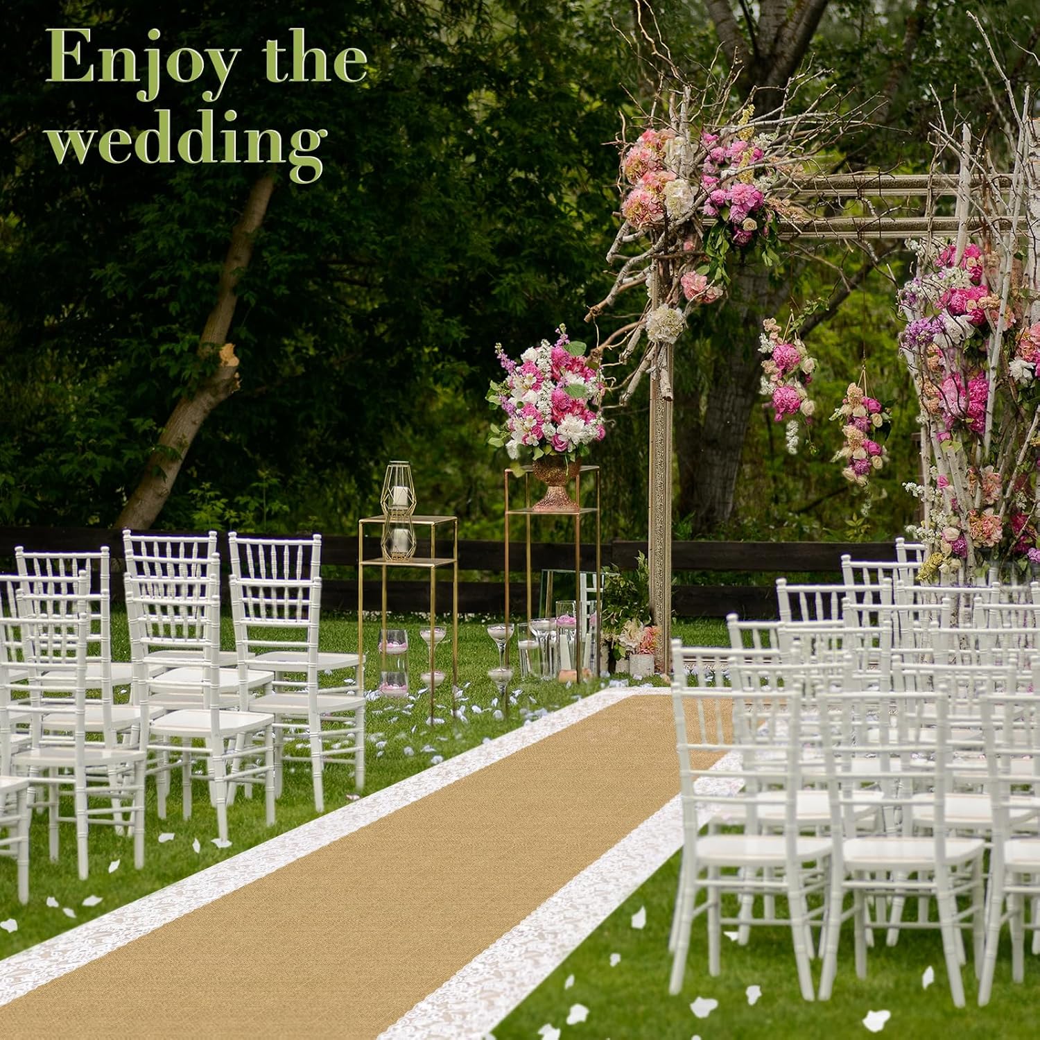 White Fake Petals Aisle Runner Wedding Decor 30x34 Inch