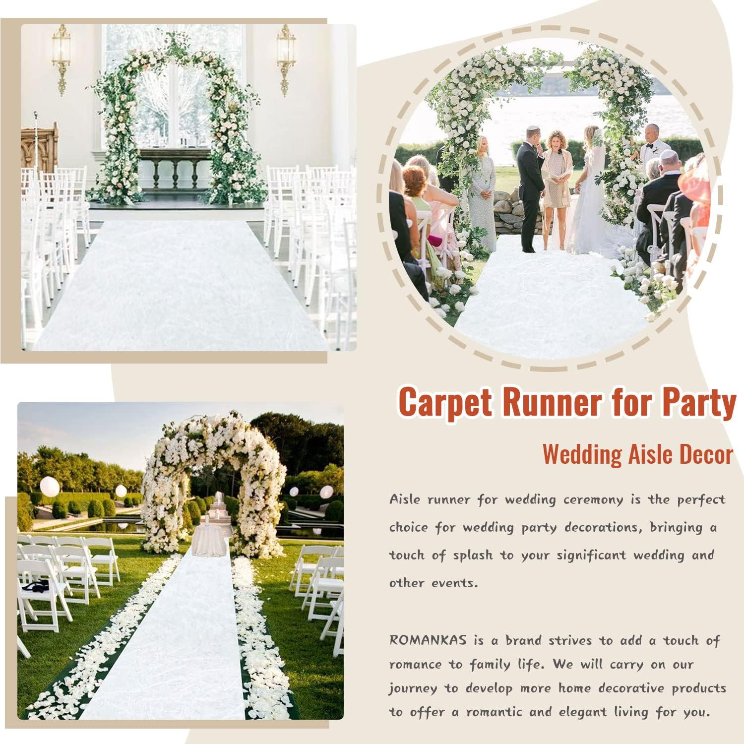White Aisle Runner for Wedding Ceremony 4x15 Ft Velvet Runner