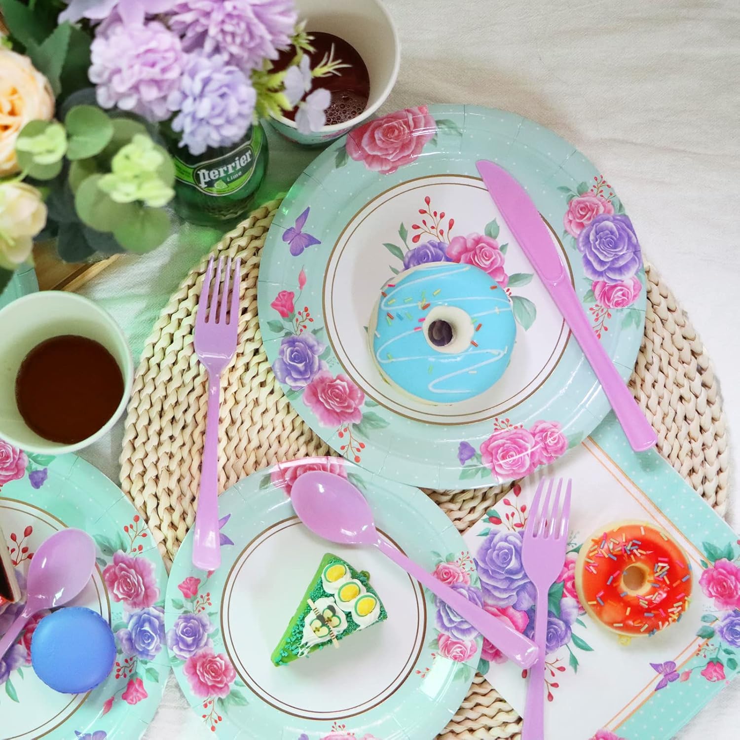 125 Piece Floral Party Supplies Set for 25 Guests