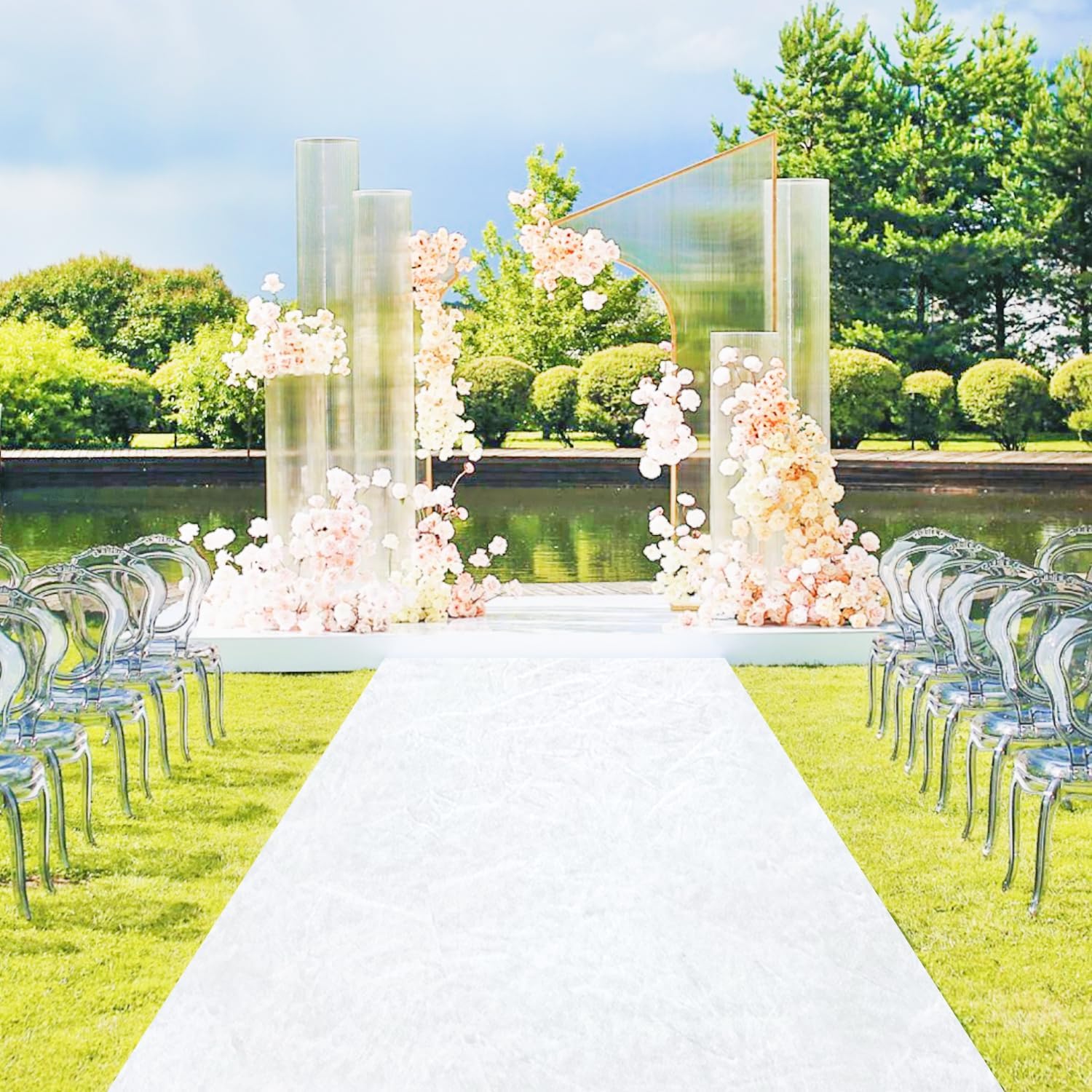 White Velvet Aisle Runner for Wedding 5FTx25FT