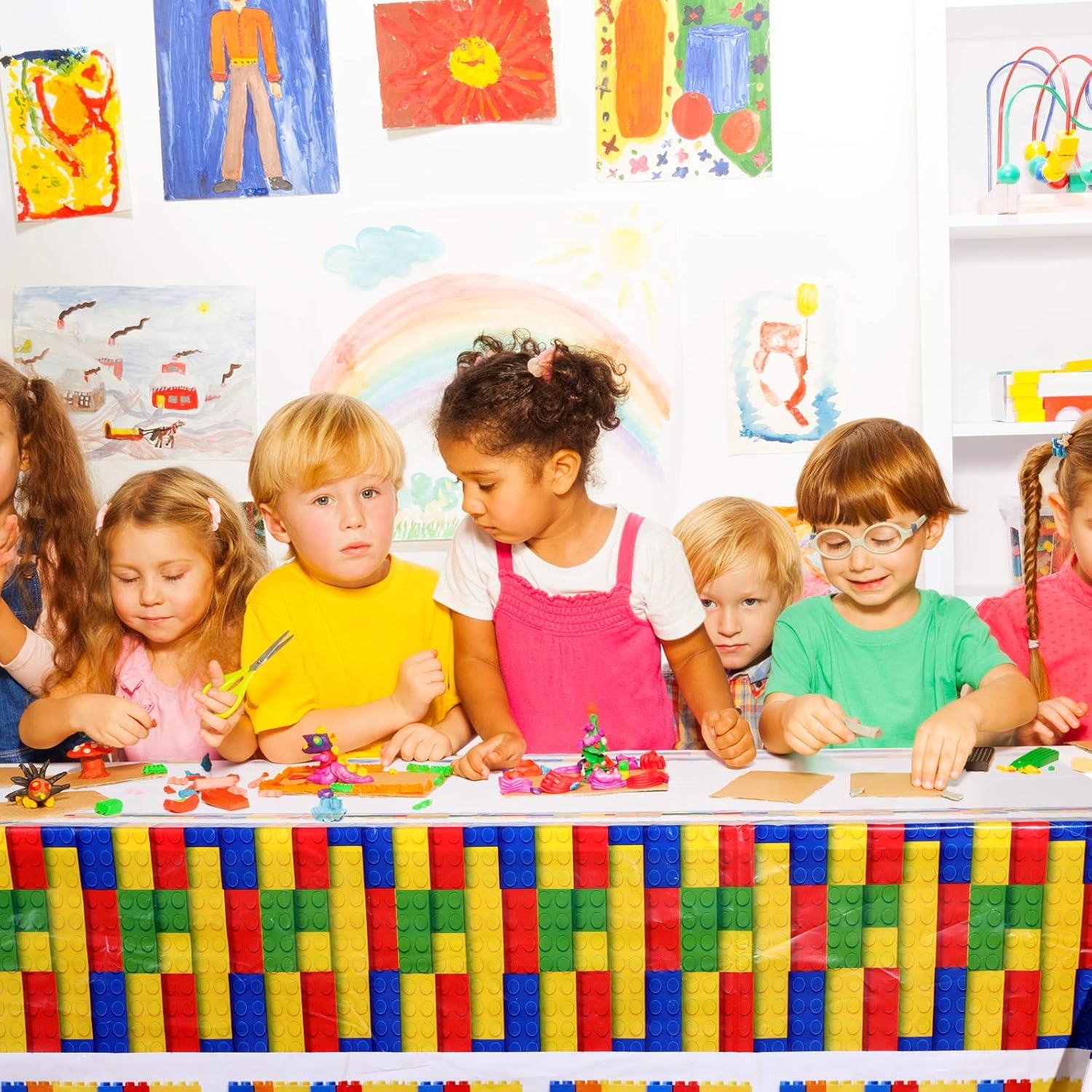 Tatuo 3 Pcs Building Block Tablecloths for Parties