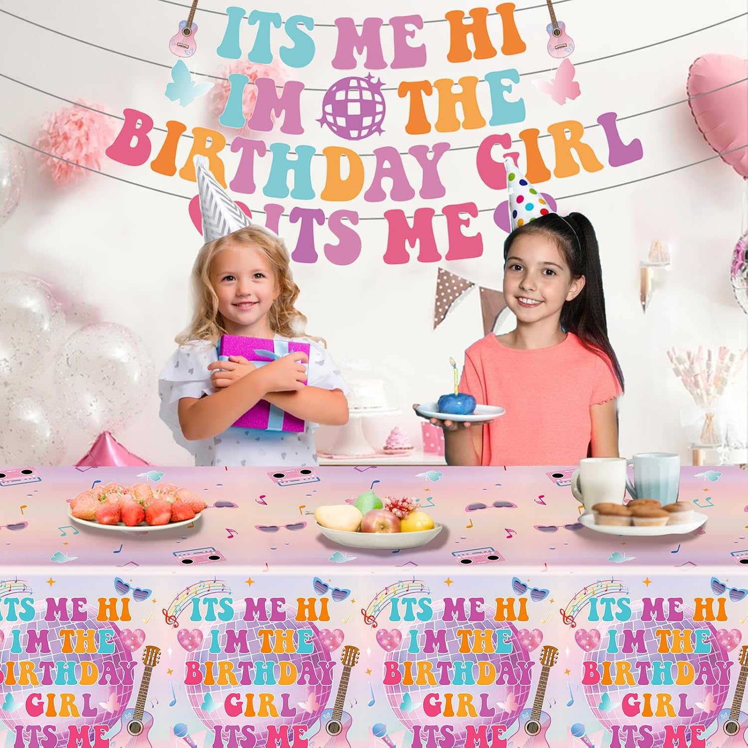 HigzYovn 3PCS Birthday Girl Tablecloth 108x54 Inches Decor