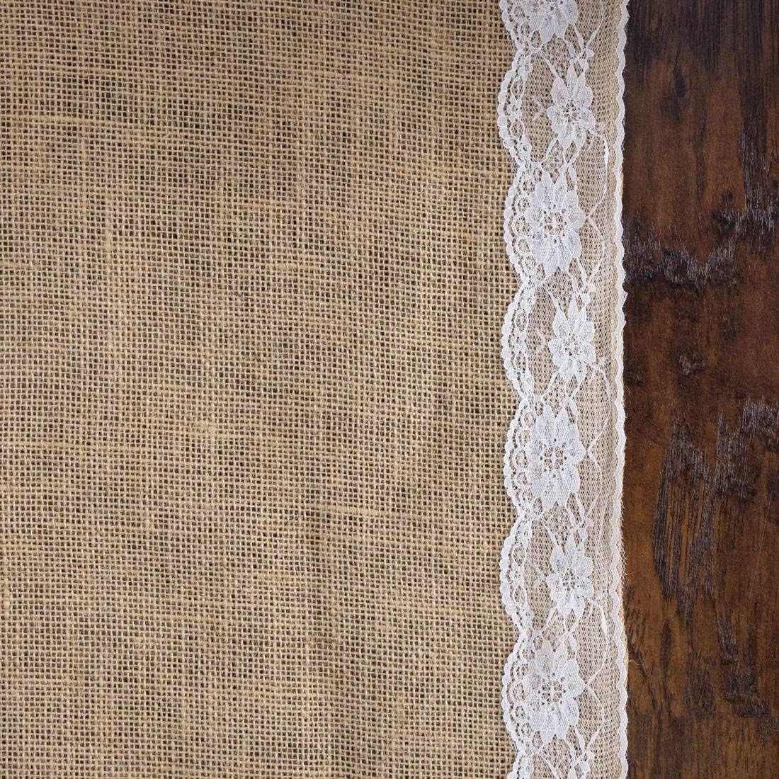 AK TRADING CO 40 Wide Burlap Aisle Runner with Ivory Lace 1