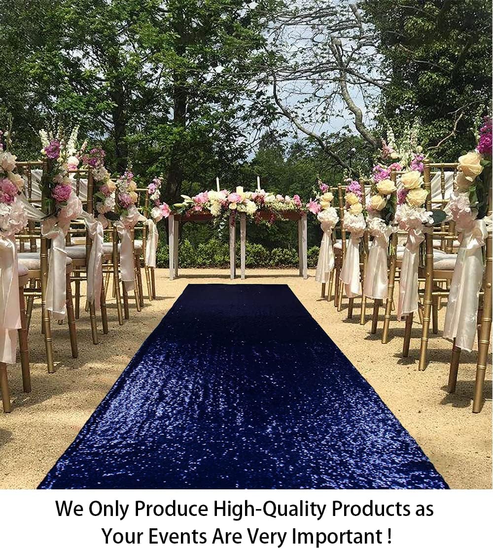 ShiDianYi Sequin Aisle Runner Wedding 2FTx15FT Navy Blue