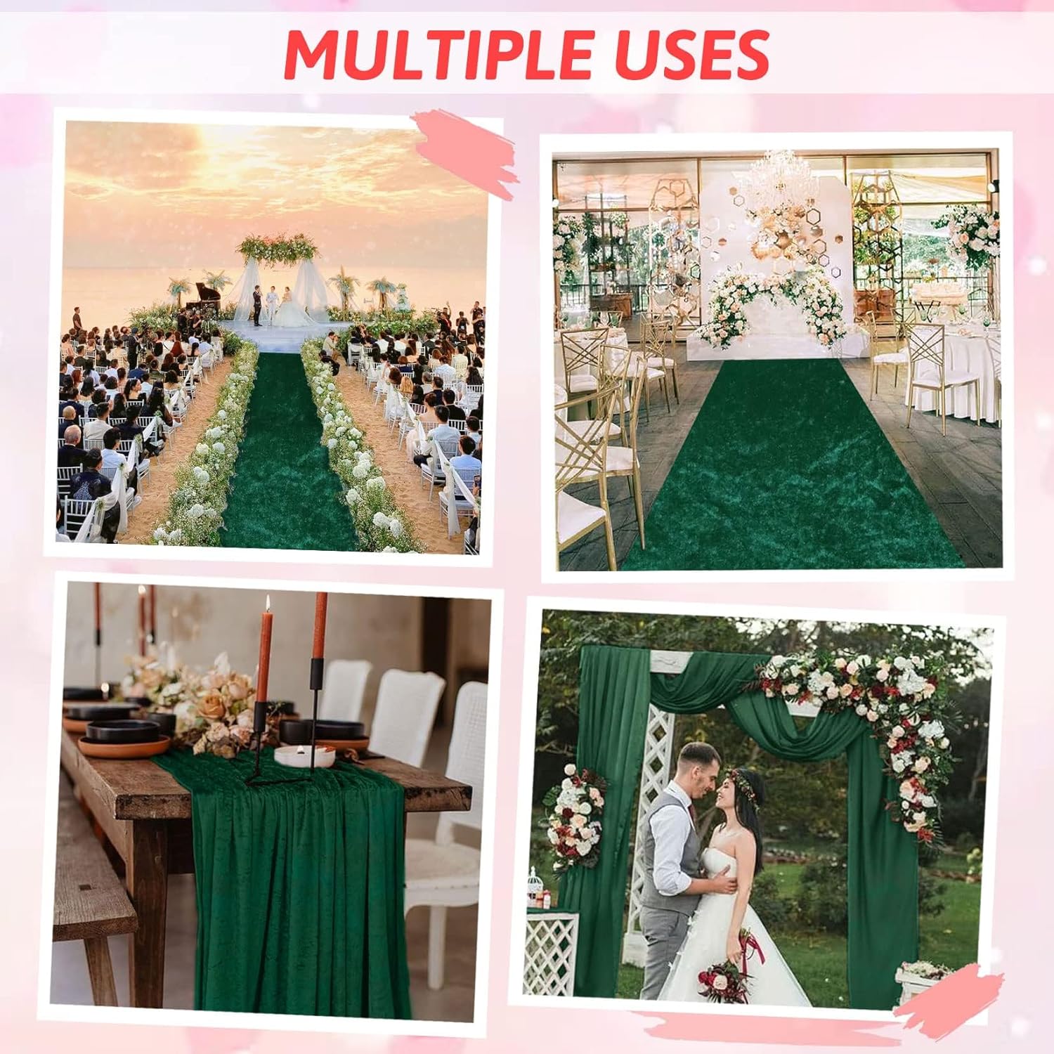Emerald Green Velvet Aisle Runner 24in x 15ft