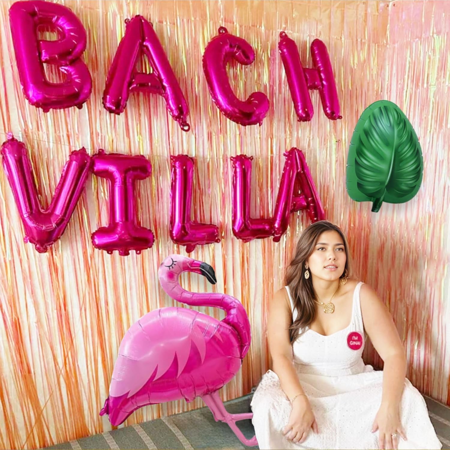 Bach Villa Balloon Banner Flamingo Palm Tree Decor