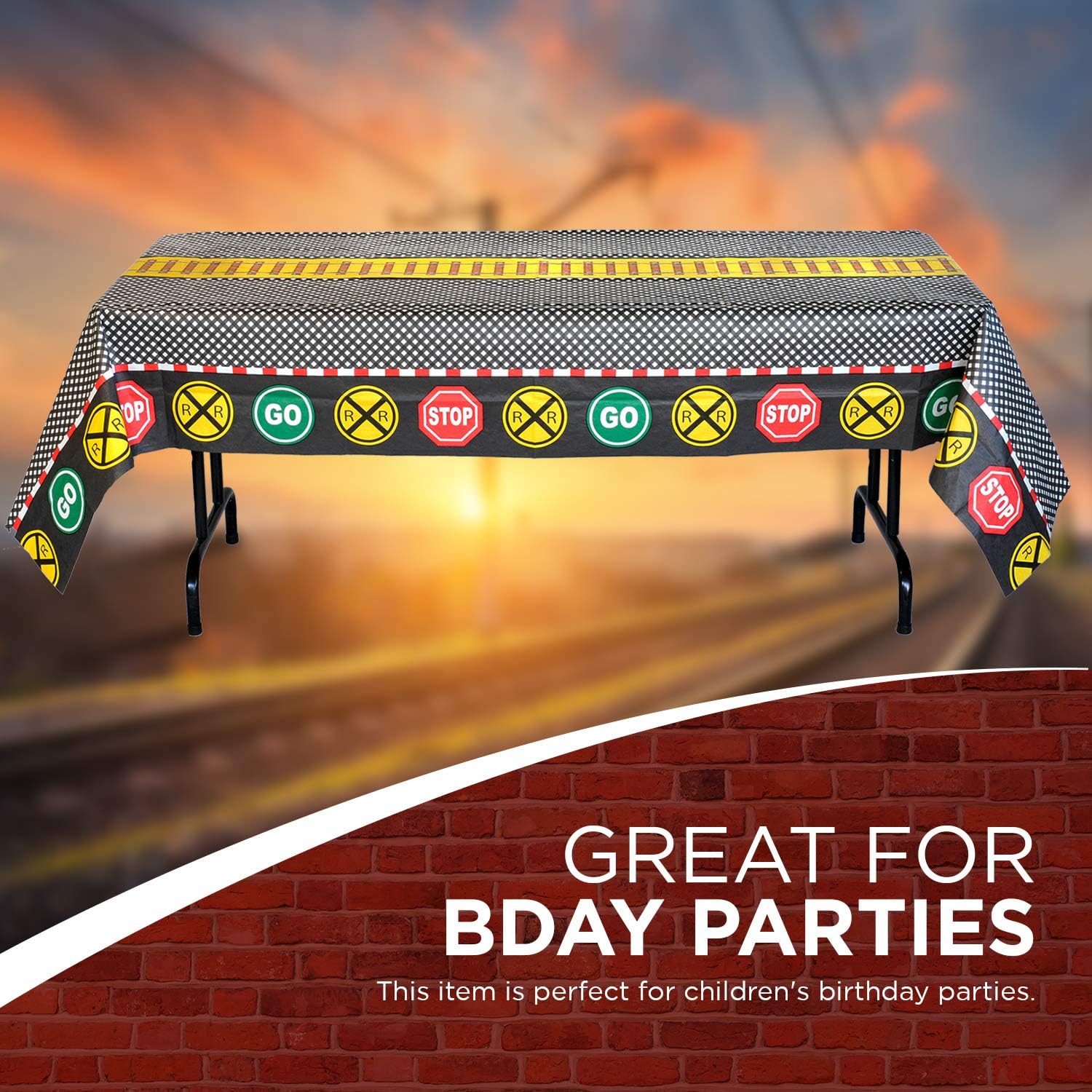 Railroad Party Disposable Paper Table Cover 108 x 54