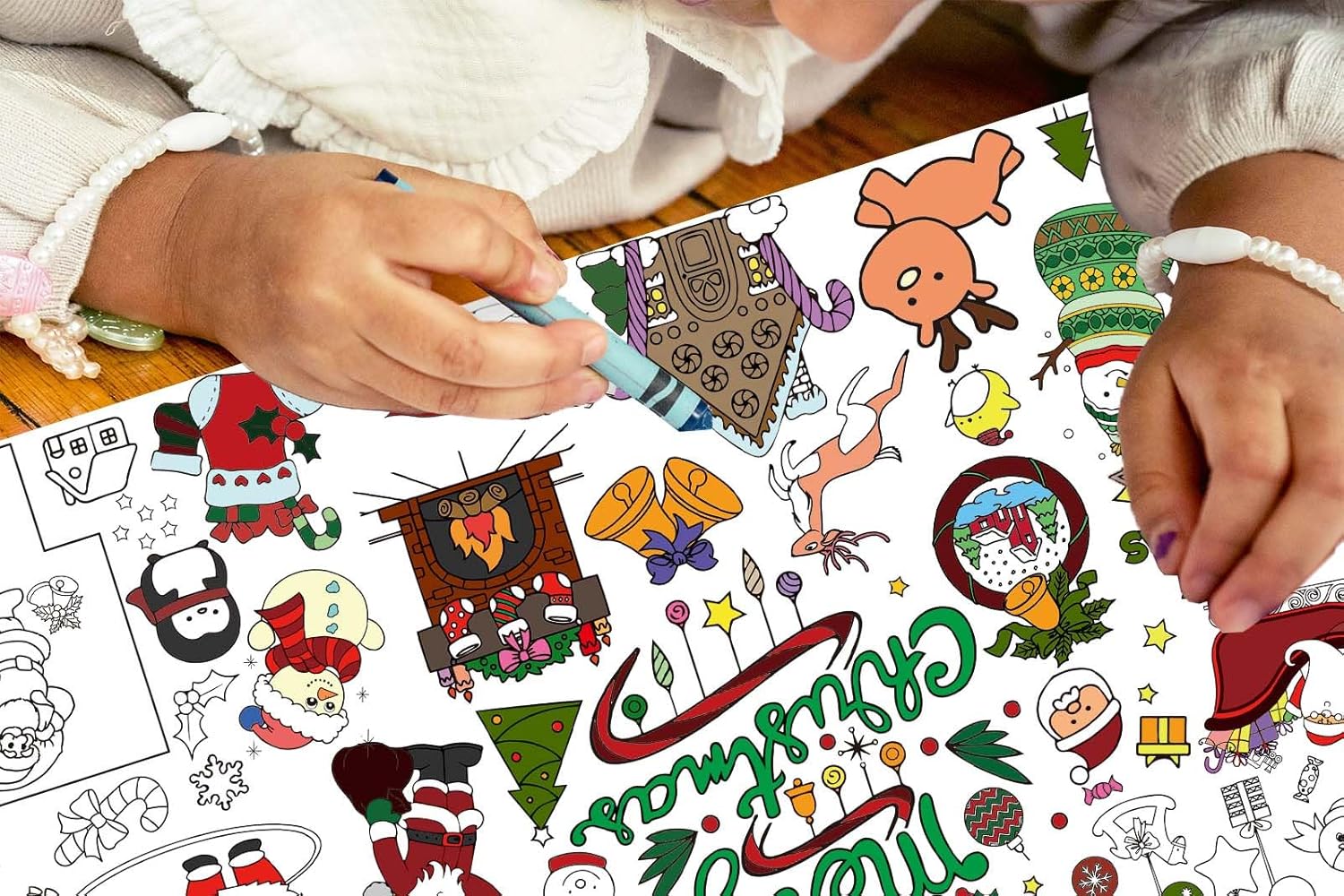 Dozobeede Christmas Coloring Poster 35x72 Inch Tablecloth