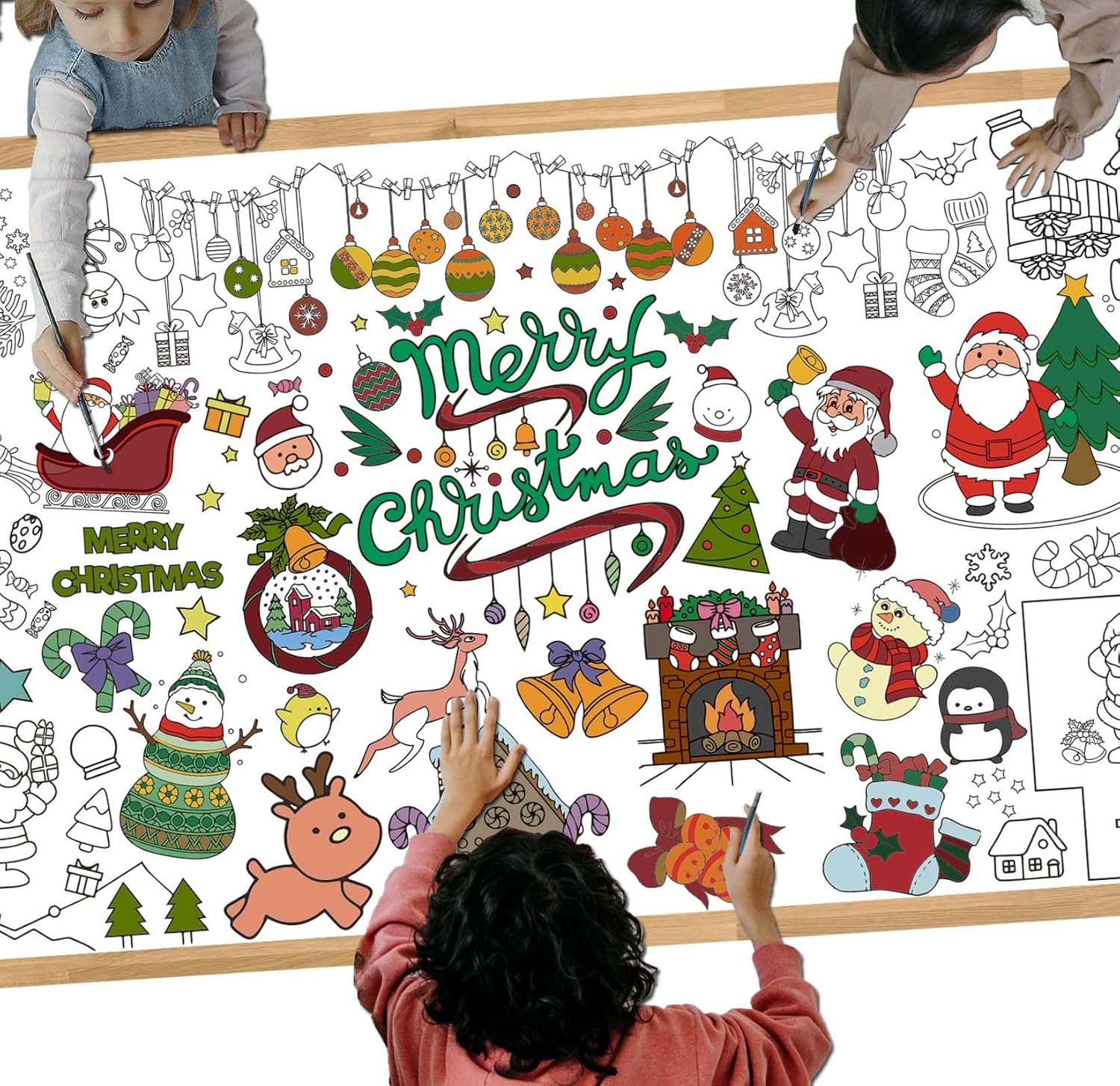 Dozobeede Christmas Coloring Poster 35x72 Inch Tablecloth