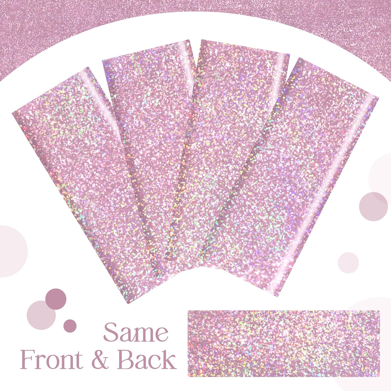 8 pcs Pale Pink Holographic Tablecloths for Birthday Parties and Weddings