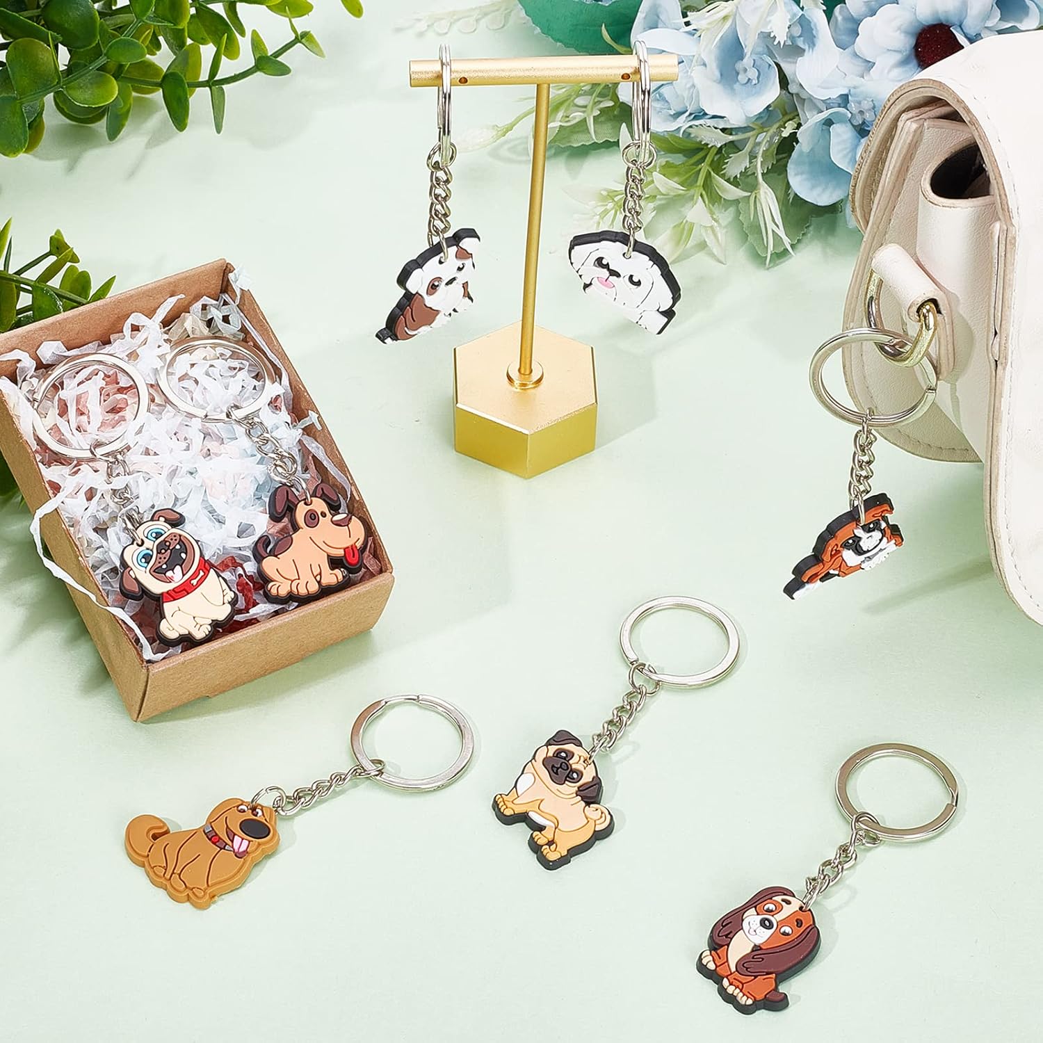 CRASPIRE 8 Style 40Pcs Farm Animal Keychains