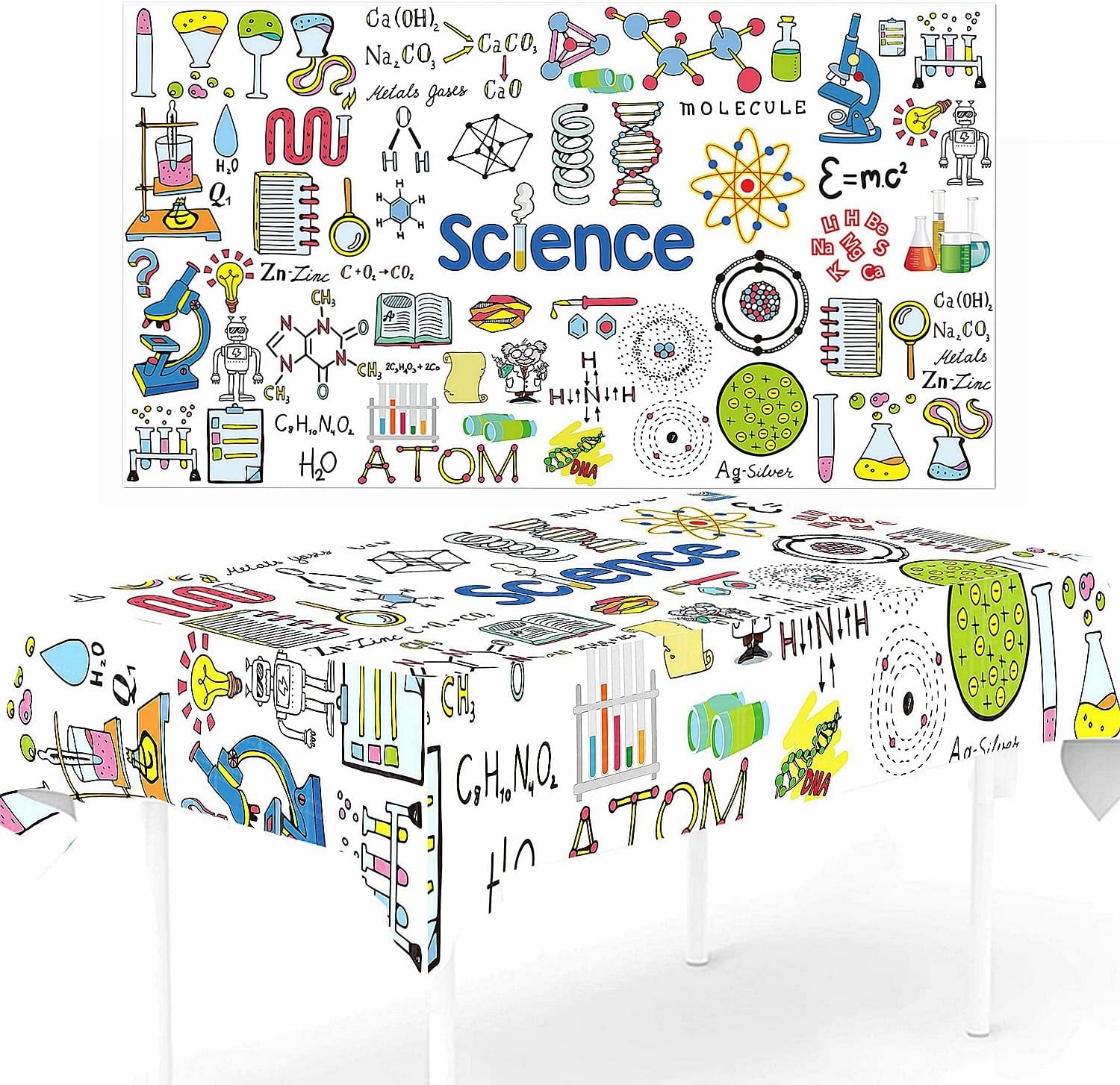 1pc Science Themed Table Cover for Kids Birthday Lab Party