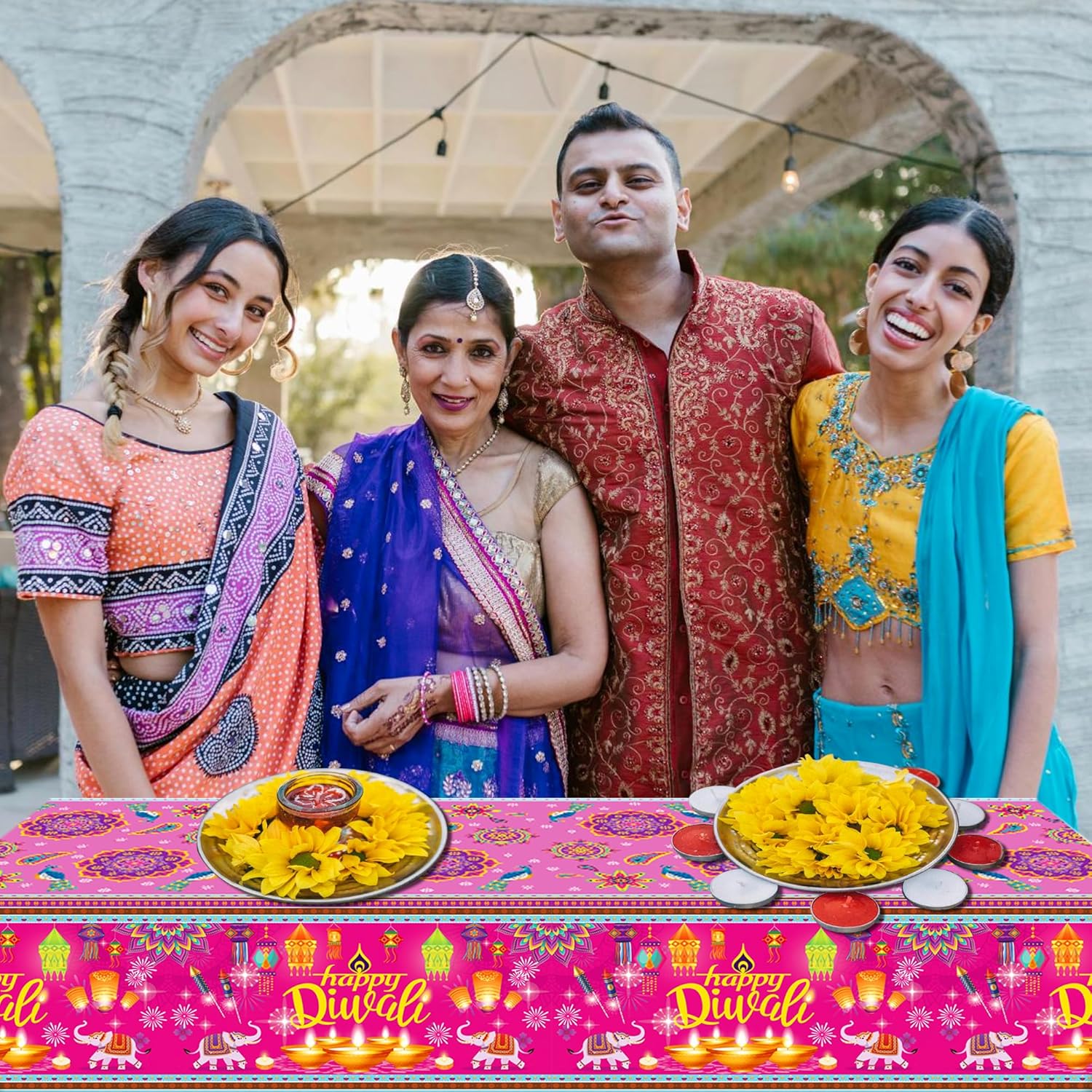 CC HOME Indian Diwali Party Tablecloth 54x87 Inch