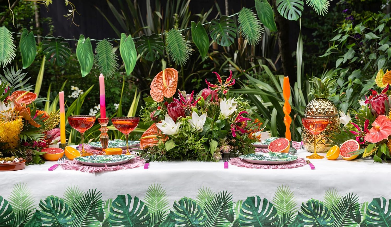 Talking Tables 12 Piece Tropical Palm Paper Tablecloths for Kids Party