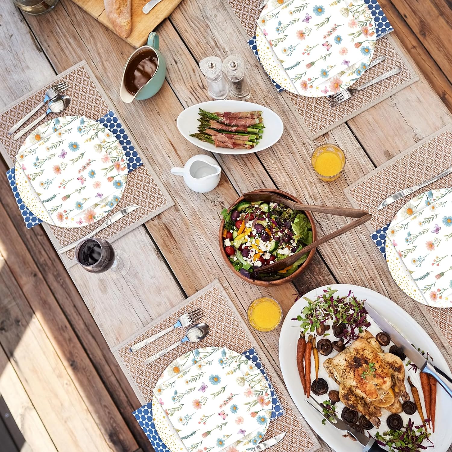 40PCS Floral Paper Plates and Napkins Party Set