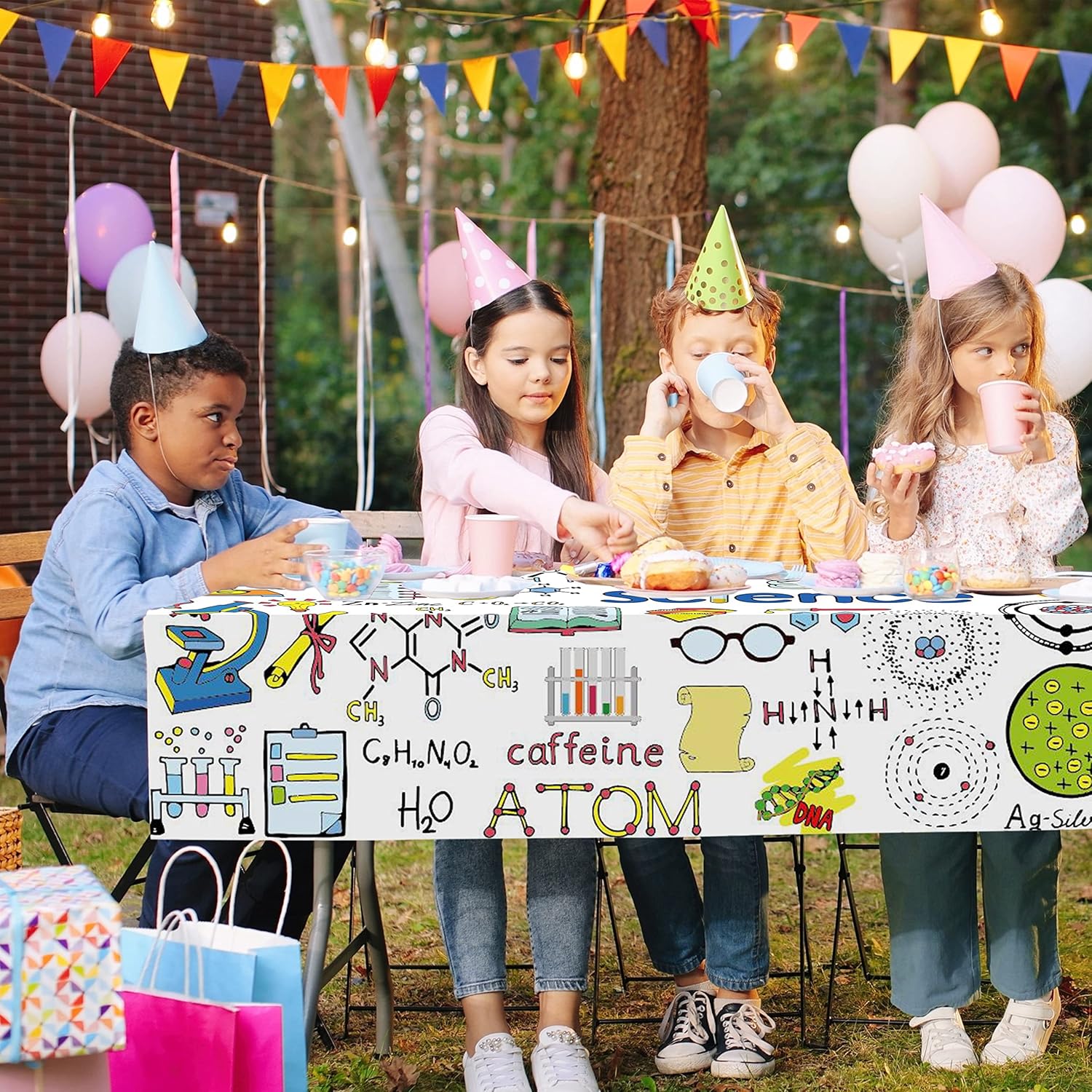 1pc Science Themed Table Cover for Kids Birthday Lab Party