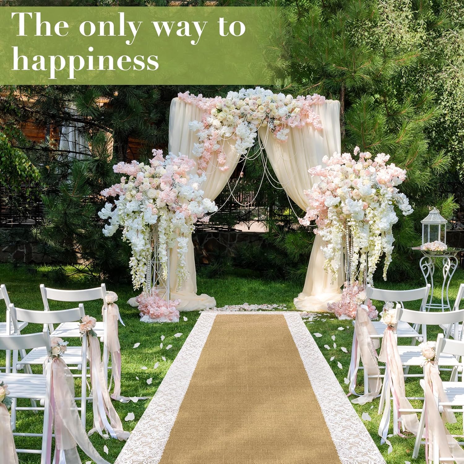 White Fake Petals Aisle Runner Wedding Decor 30x34 Inch