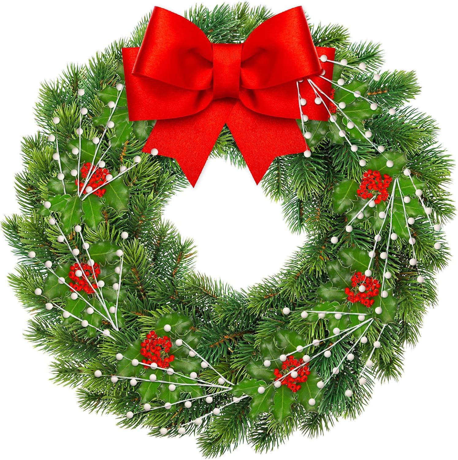 Tatuo 20 Piece Artificial Holly Berry Stem Set