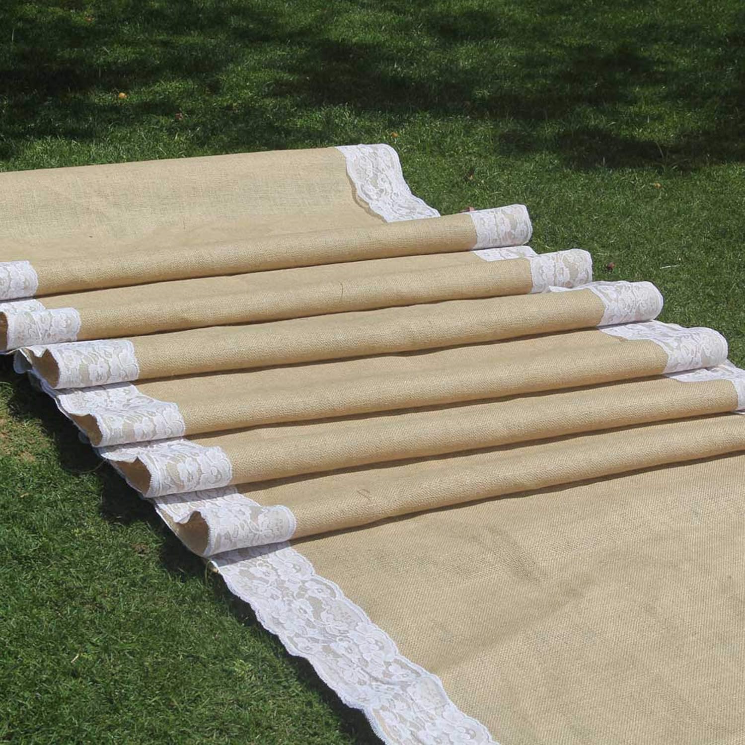 AAYU Premium Burlap Wedding Aisle Runner 48x50ft White Ivory