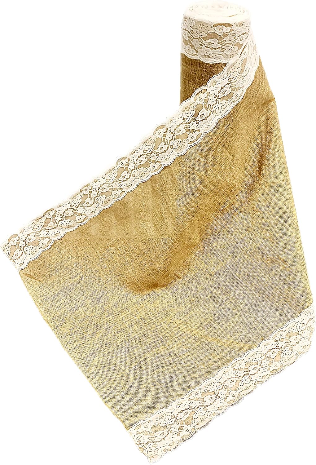AAYU Burlap Aisle Runner 40 x 30ft with Ivory Lace