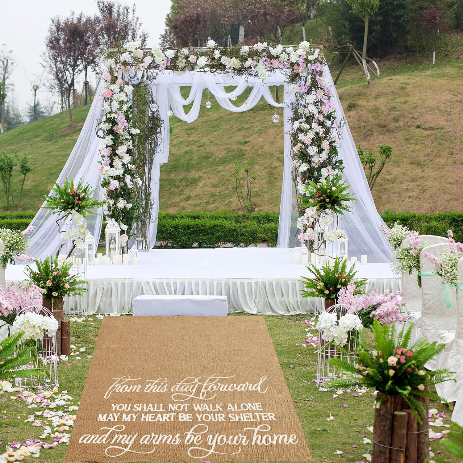 Tudomro 40 Inch x 50 Ft Natural Jute Wedding Aisle Runner