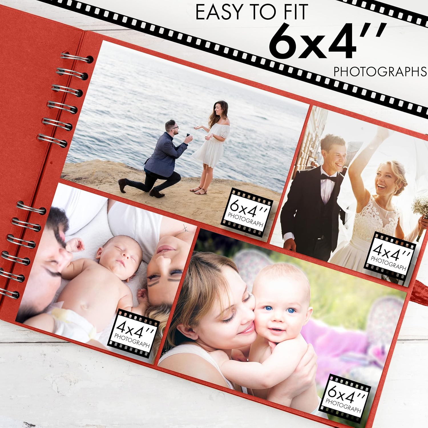 Bstorify Square Scrapbook Album 50 Pages Red