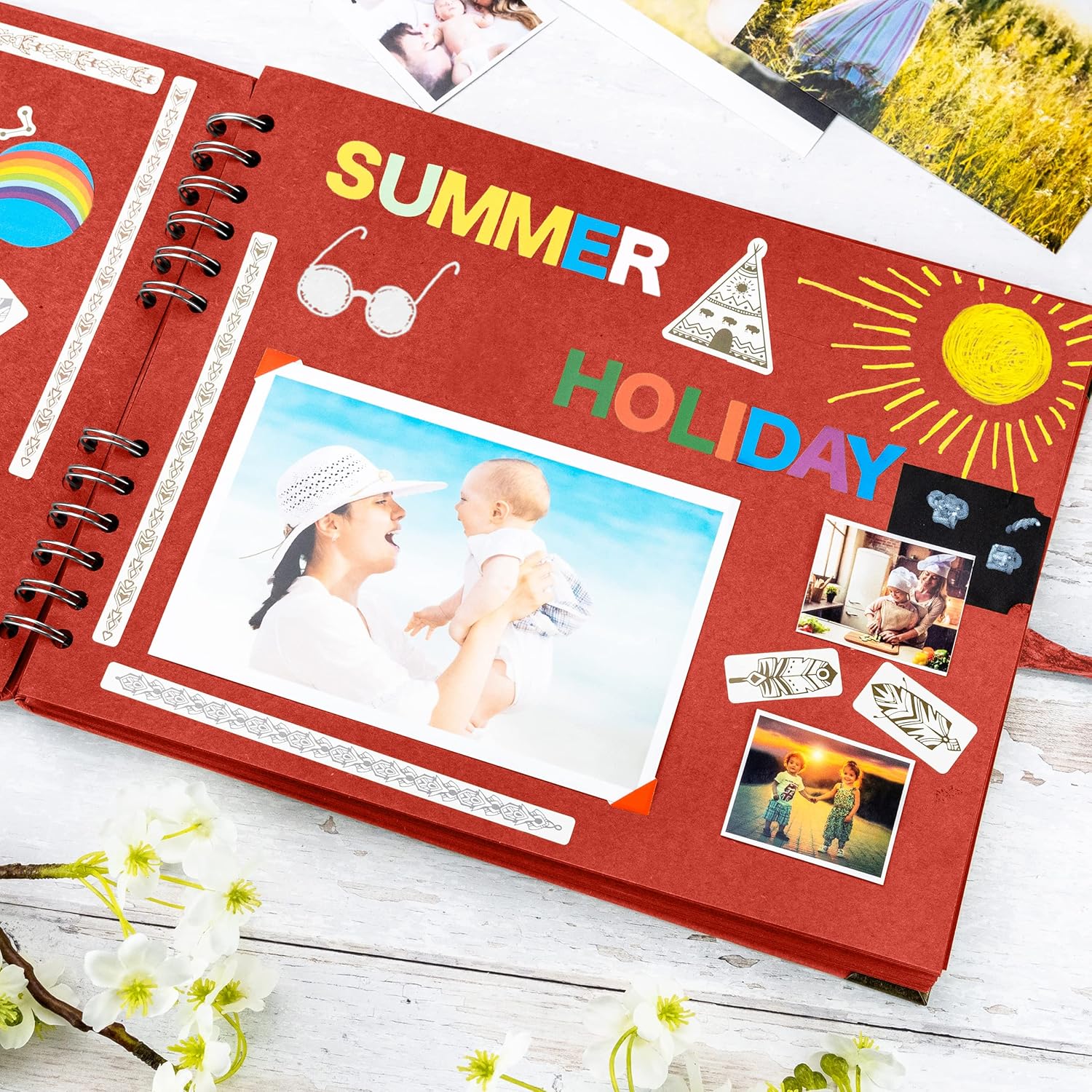 Bstorify Square Scrapbook Album 50 Pages Red
