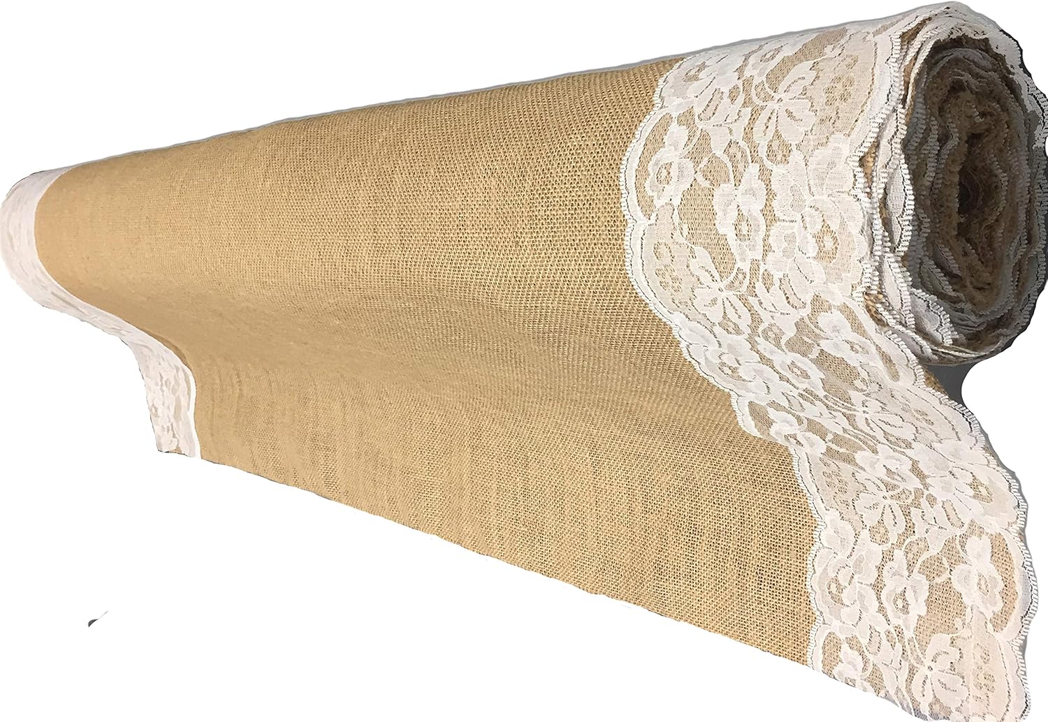 AAYU Premium Burlap Wedding Aisle Runner 48x50ft White Ivory