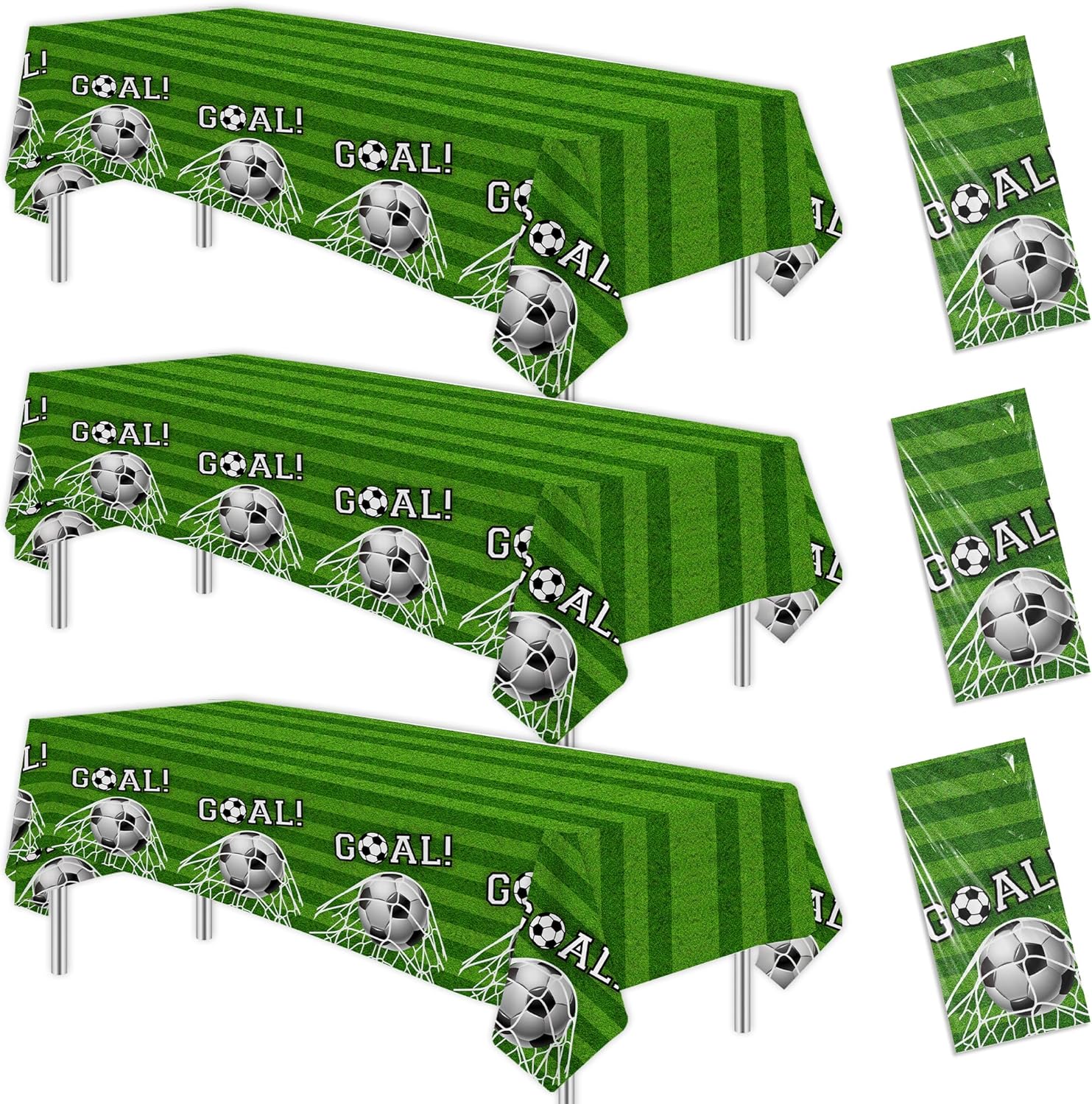 Soccer Themed Tablecloth Set for Birthday Party 3pcs 108x55in