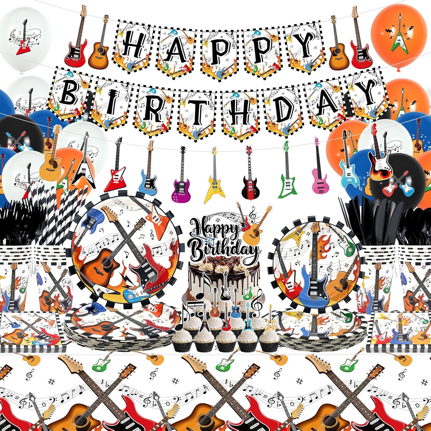 Guitar Birthday Party Decorations Set
