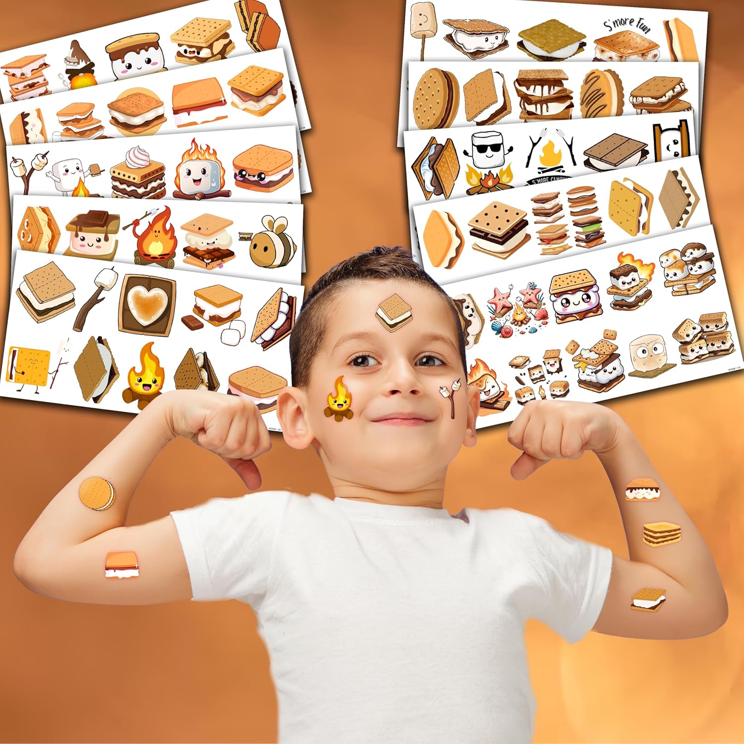 100 PCS Smores Temporary Tattoos for Kids and Adults