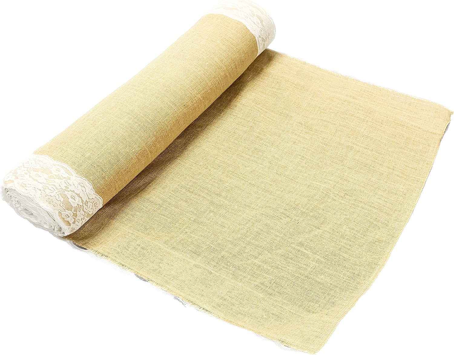 AAYU Burlap Aisle Runner 40 x 30ft with Ivory Lace