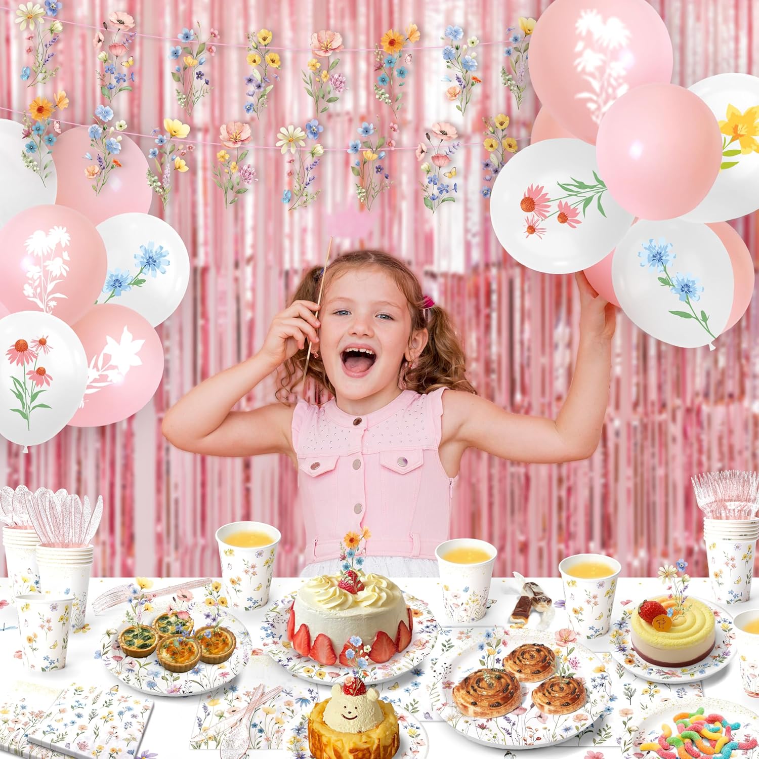 202PCS Wildflower Party Decor Set for 24 Guests