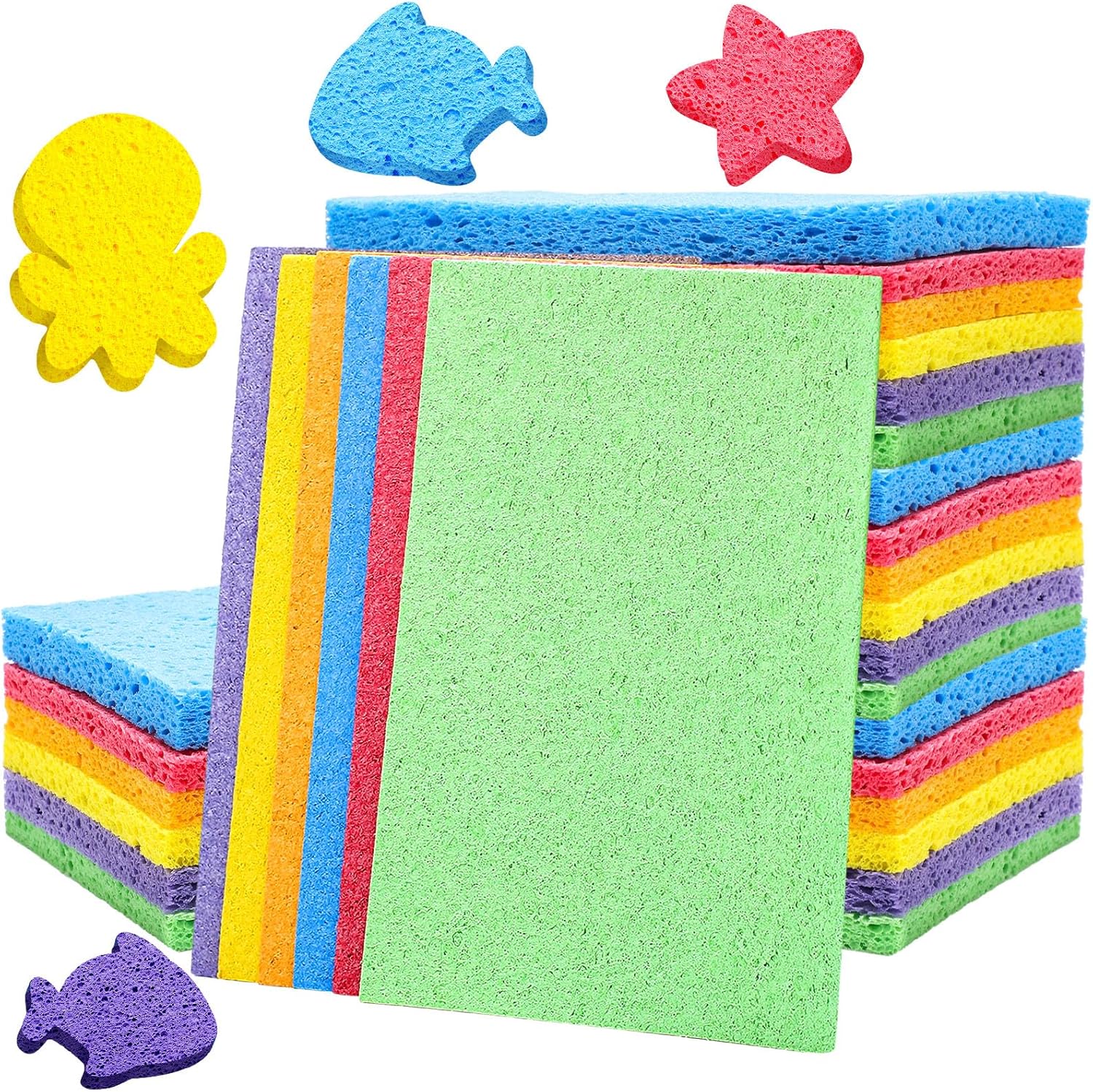 Honeydak 12 Pcs Cellulose Sponges for DIY Art Crafts Classroom Home Cleaning