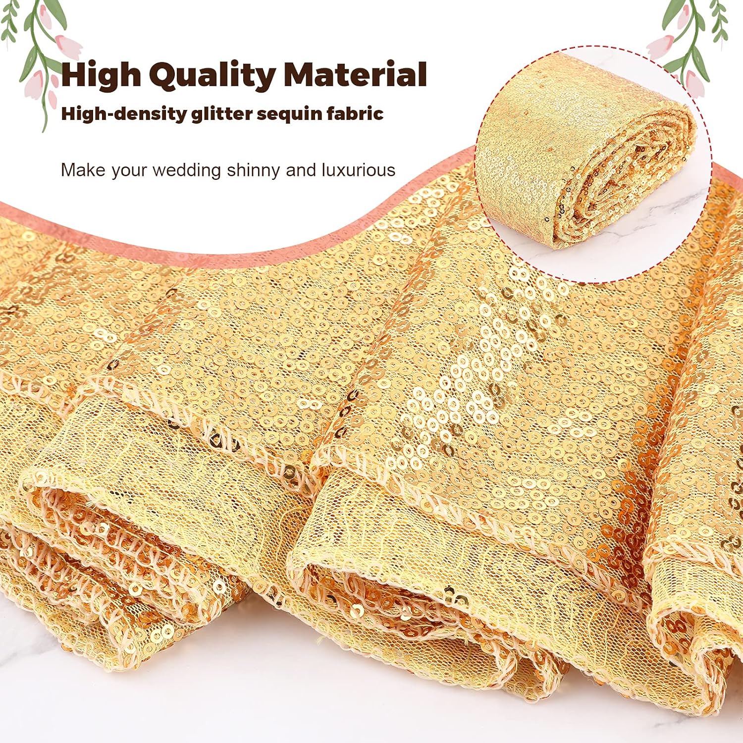 Irenare Gold Glitter Aisle Runner Wedding Carpet 2x15ft