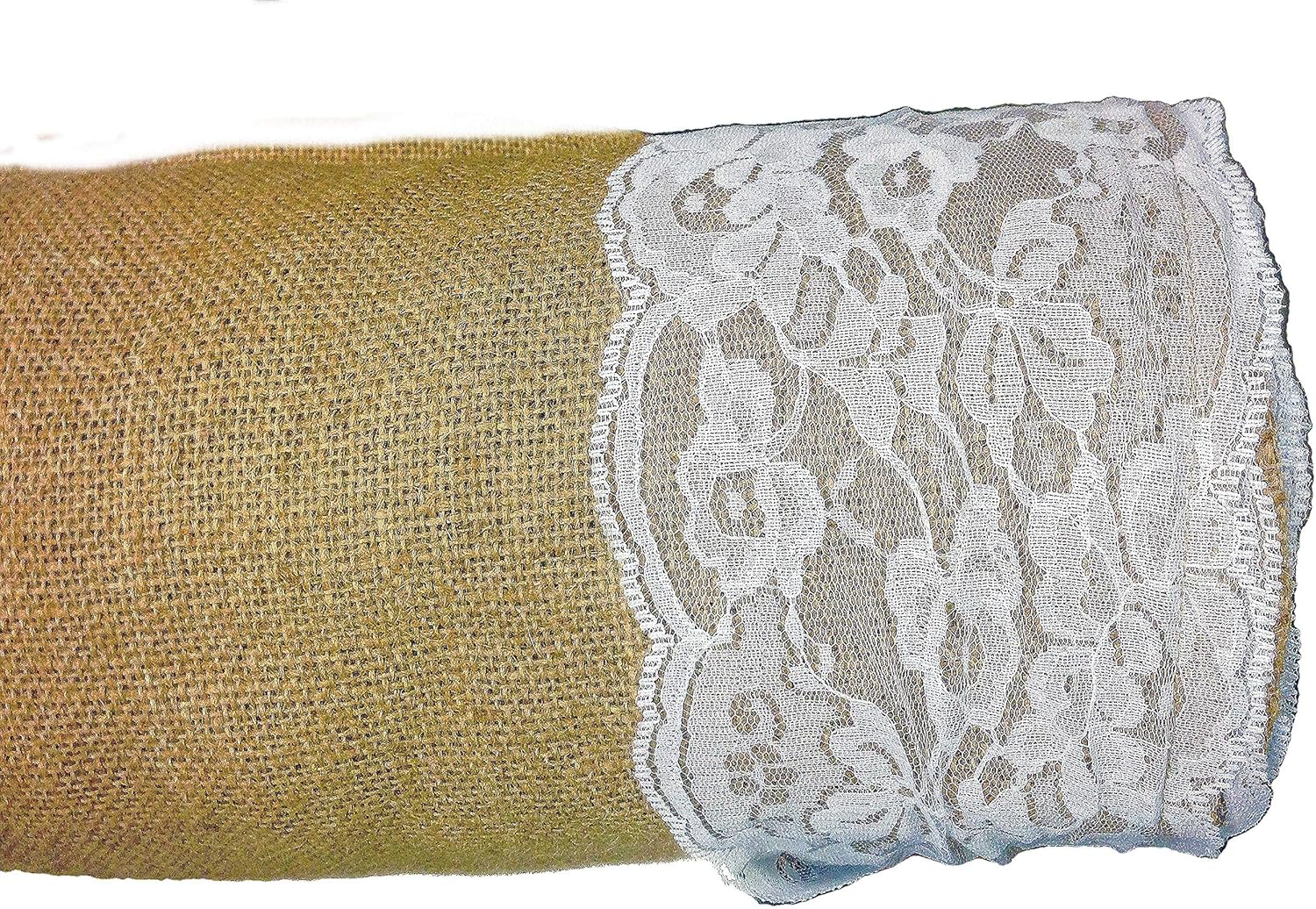 AAYU Premium Burlap Wedding Aisle Runner 48x50ft White Ivory